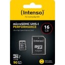 Intenso microSDHC Card 16GB, Performance, Class 10, U1