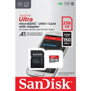 SanDisk microSDXC Card 256GB, Ultra, Class 10, U1, A1