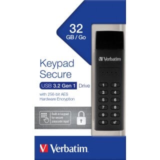 Verbatim USB 3.2 Stick 32GB, Secure, Keypad, AES-256-Bit