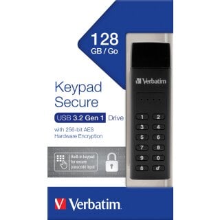 Verbatim USB 3.2 Stick 128GB, Secure, Keypad, AES-256-Bit
