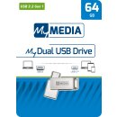MyMedia USB 3.2 OTG Stick 64GB, Typ A-C, My Dual, silber