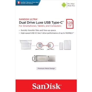 SanDisk USB 3.1 OTG Stick 128GB, Dual Drive Luxe