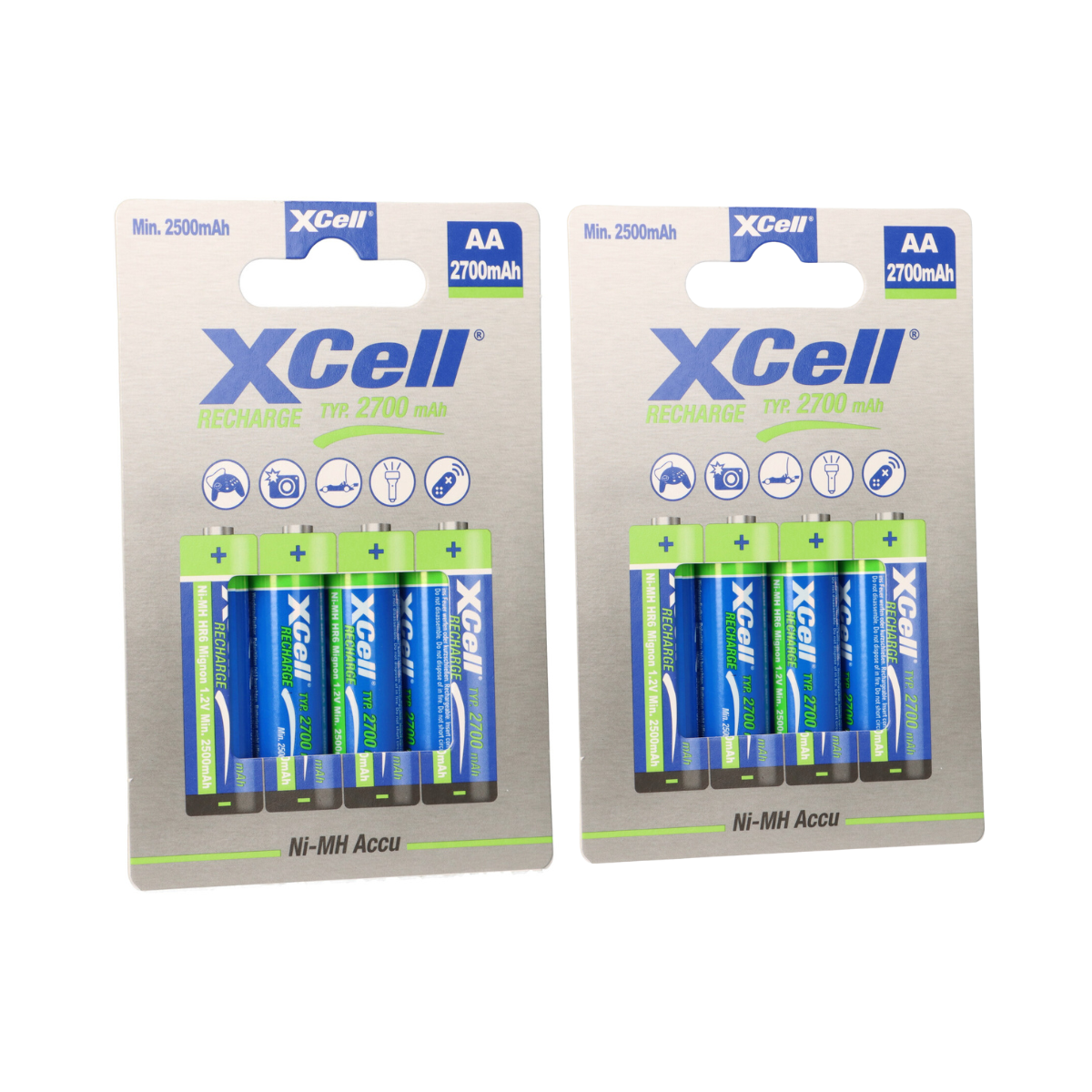 8x XCell Mignon AA Akku Ni-MH 1,2V 2700mAh im 4er Blister
