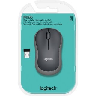 Logitech Maus M185, Wireless, grau