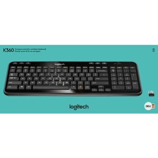 Logitech Tastatur K360, Wireless, Unifying, schwarz