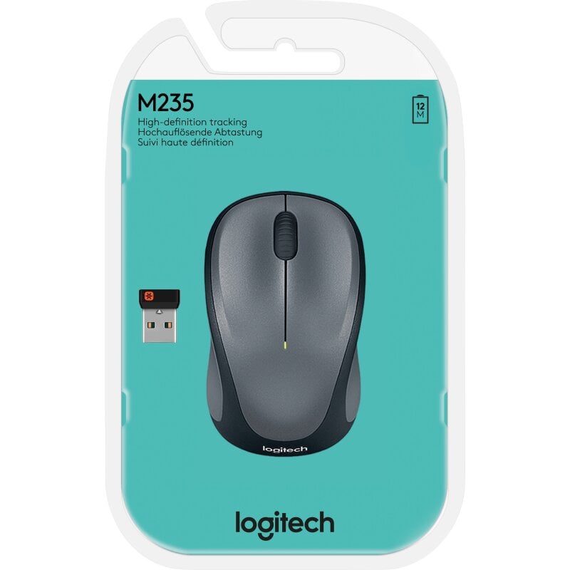 Logitech Maus M235, Wireless, Unifying, grau