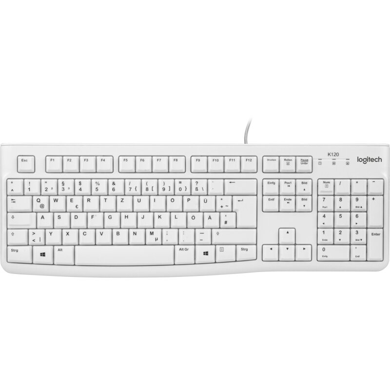 Logitech Tastatur K120, USB, weiss