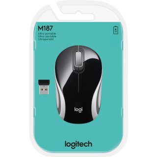 Logitech Maus M187, Ultra Portable, Wireless, schwarz