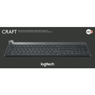 Logitech Tastatur CRAFT, Wireless, Unifying, Bluetooth, schwarz