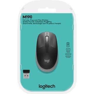 Logitech Maus M190, Wireless, grau