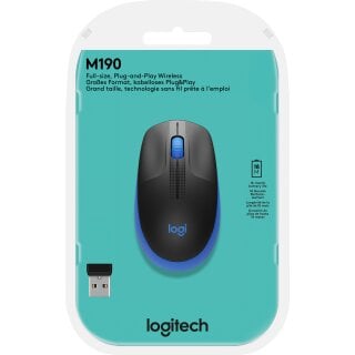 Logitech Maus M190, Wireless, blau