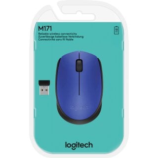 Logitech Maus M171, Wireless, blau