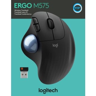 Logitech Maus M575, Ergo, Wireless, Unifying, Bluetooth, grafit