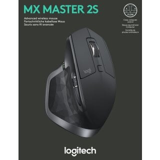 Logitech Maus MX Master 2S, Wireless, Unifying, Bluetooth, grafit