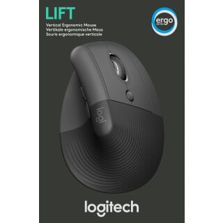 Logitech Maus LIFT, Vertical, Wireless, Bolt, Bluetooth, grafit
