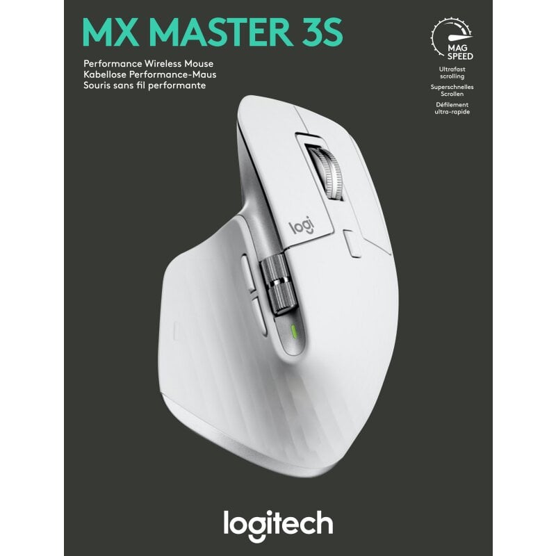 Logitech MX Master 3S Maus – Meisterhafte Leistung in Hellgrau