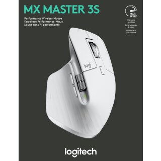 Logitech Maus MX Master 3S, Wireless, Bolt, Bluetooth, hellgrau