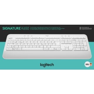 Logitech Tastatur K650, Wireless, Bolt, Bluetooth, weiss