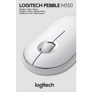 Logitech Maus M350, Pebble, Wireless, Bluetooth, weiss