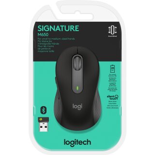 Logitech Maus M650, Signature, Wireless, Bolt, Bluetooth, grafit