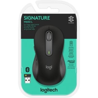 Logitech Maus M650 L, Signature, Wireless, Bolt, Bluetooth, grafit