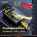 PATONA Powerbank Clear 2.0 20Ah 4 integrierte Ladekabel