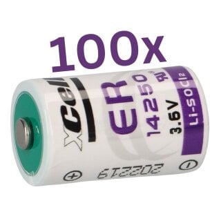 100x XCell Lithium 3,6V Batterie ER14250 1/2AA Zelle