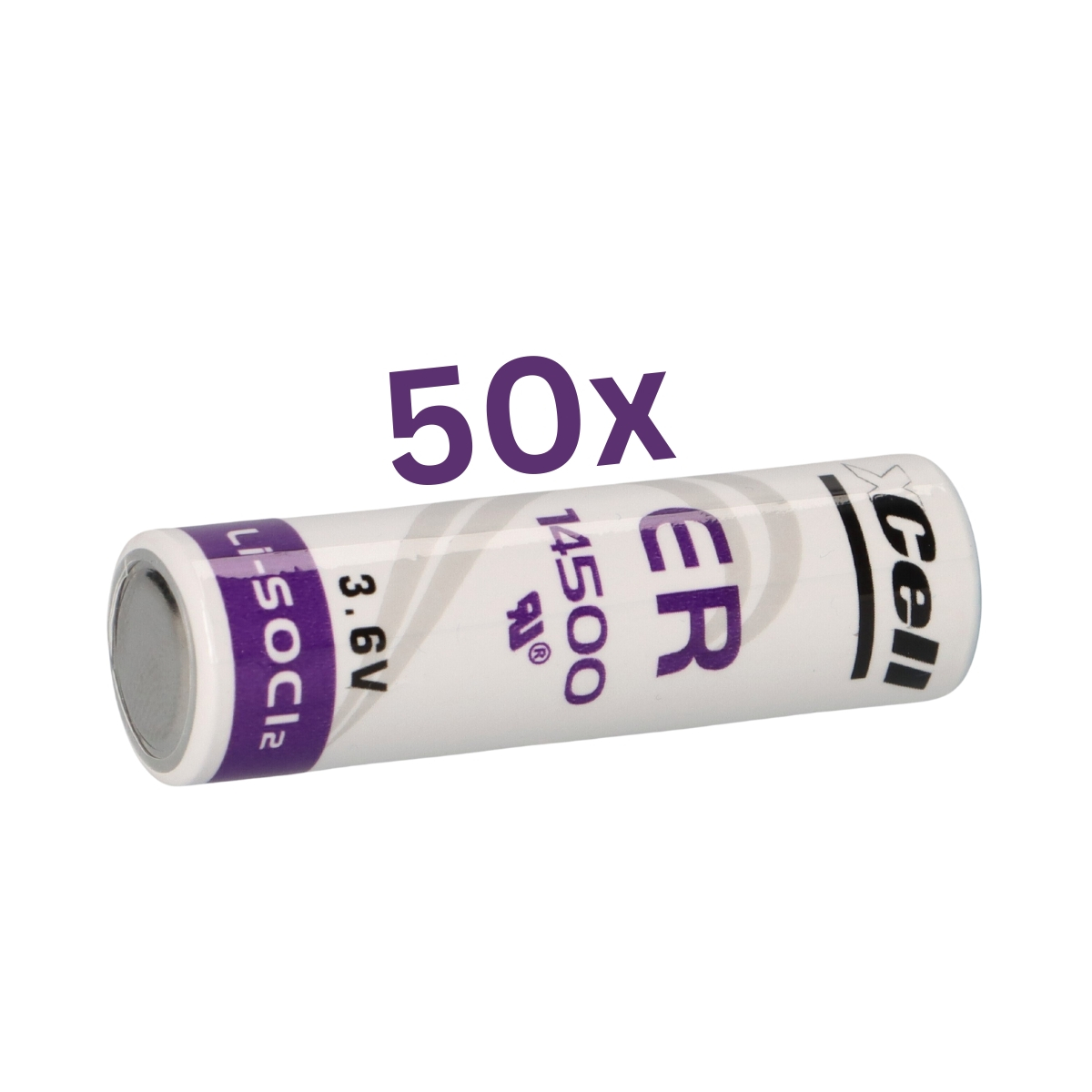 50x XCell Lithium 3,6V Batterie ER14500 AA Zelle 3,6V 2,6Ah