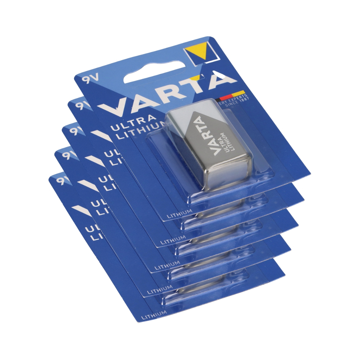 5x 1er Blister Varta Professional Lithium Batterie 9V-Block