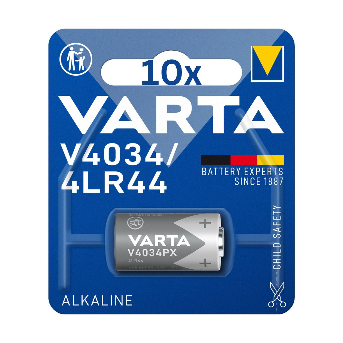 10x Varta Photobatterie V4034 4LR44 Alkaline 6V / 100mAh