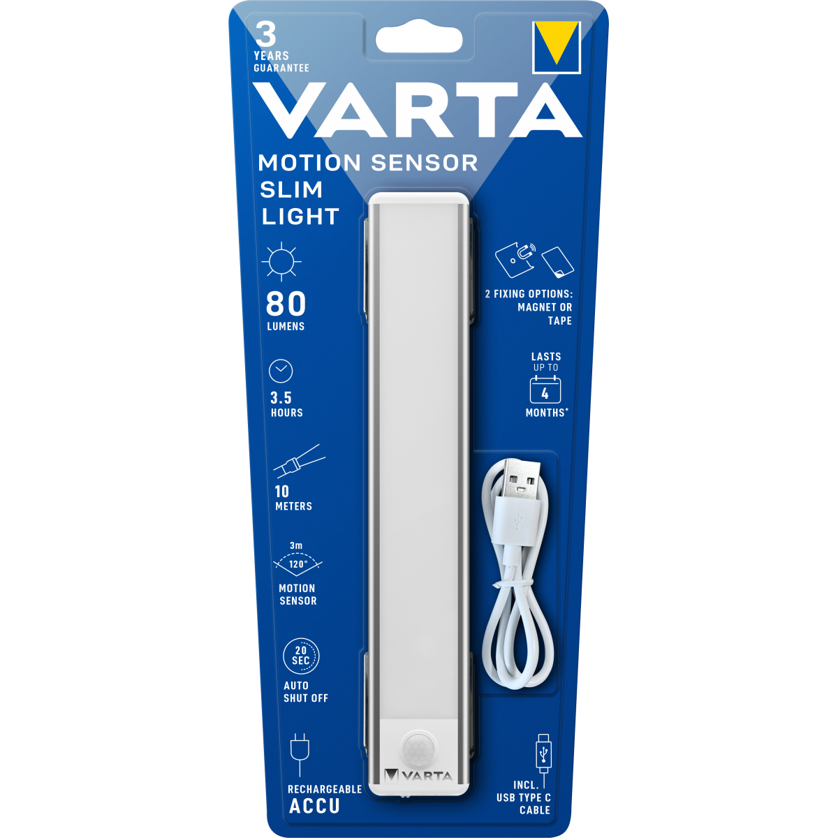 Varta LED Taschenlampe Motion Sensor, Slim Light