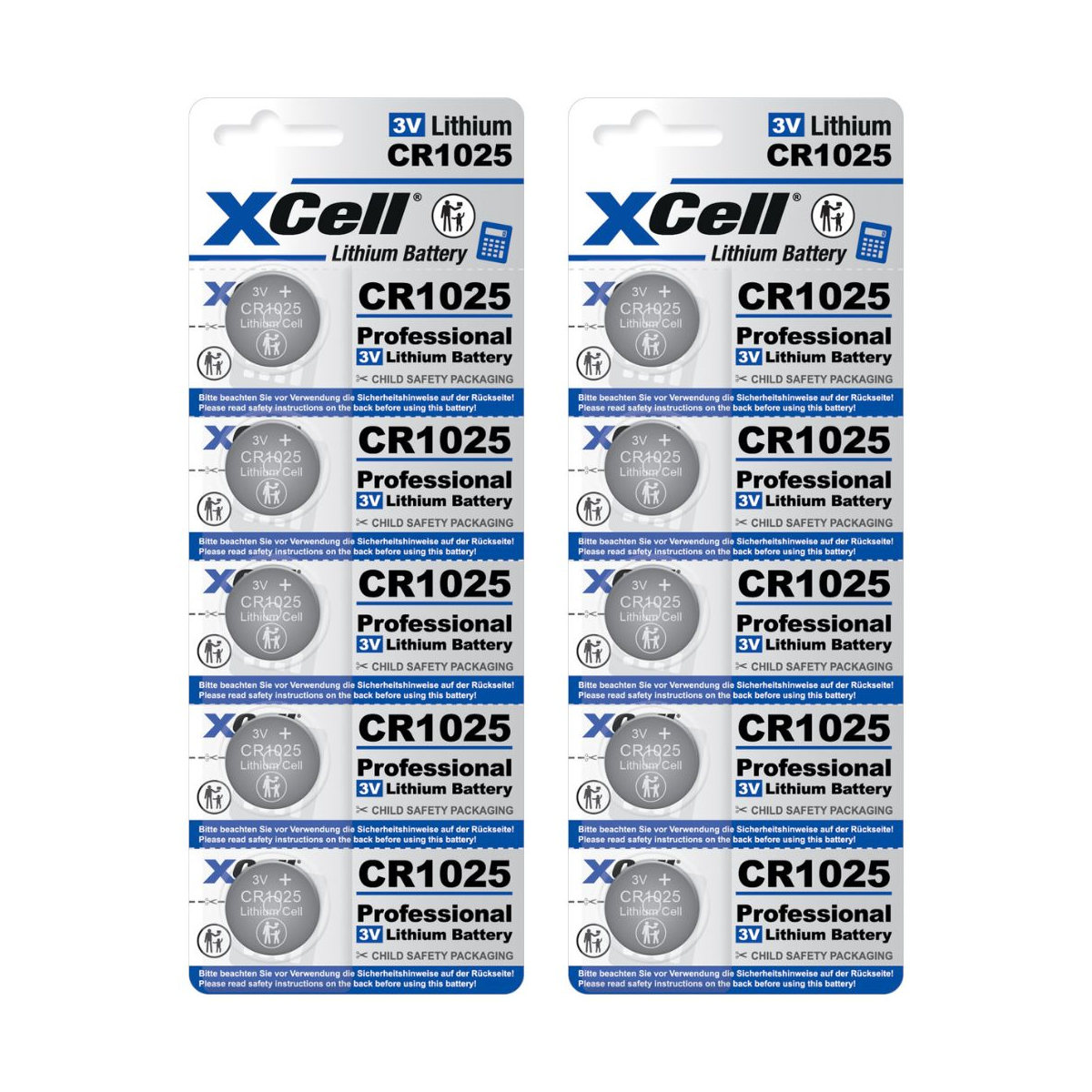 10x CR1025 XCell Lithium-Knopfzelle 3V/25mAh (2x 5er Pack)