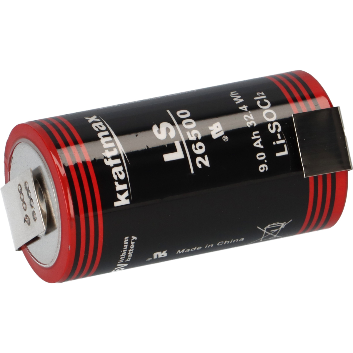 Kraftmax Lithium 3,6V Batterie ER26500 C Zelle Z Lötfahne Baby