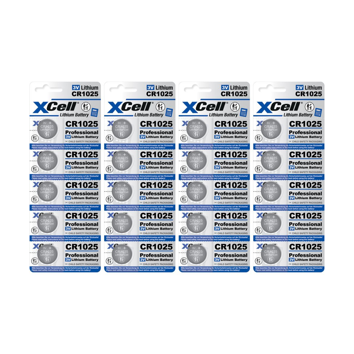20x CR1025 XCell Lithium-Knopfzelle 3V/25mAh (4x 5er Pack)