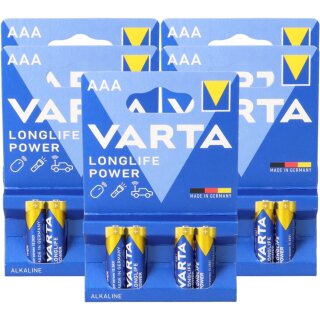 20x Varta 4903 Longlife Power AAA Micro Batterie im 4er Blister