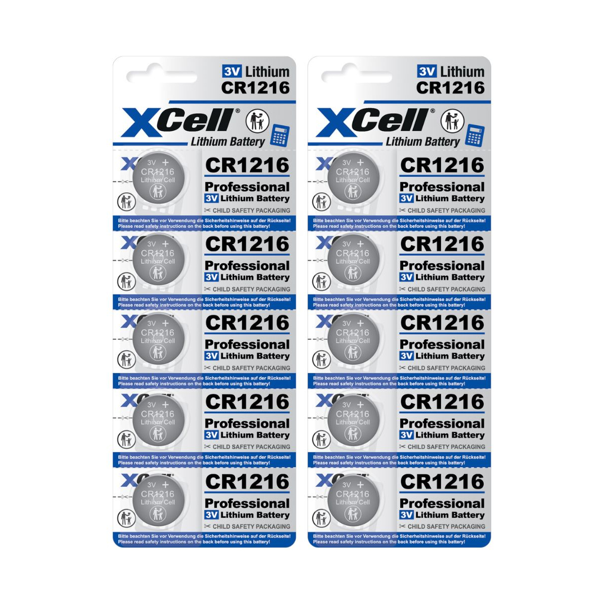10x CR1216 XCell Lithium-Knopfzelle 3V (2x 5er Pack)