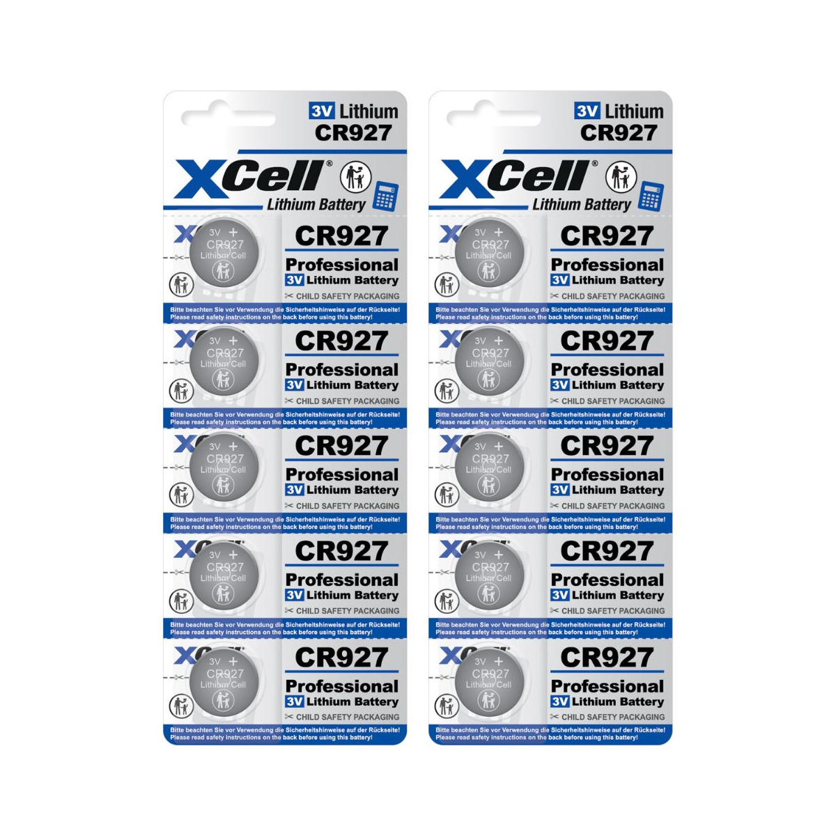 10x XCell CR927 Lithium-Knopfzelle 3V 30mAh (2x 5er-Blister)