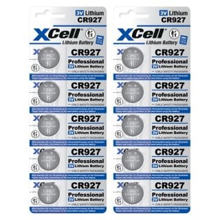 10x XCell CR927 Lithium-Knopfzelle 3V 30mAh (2x 5er-Blister)