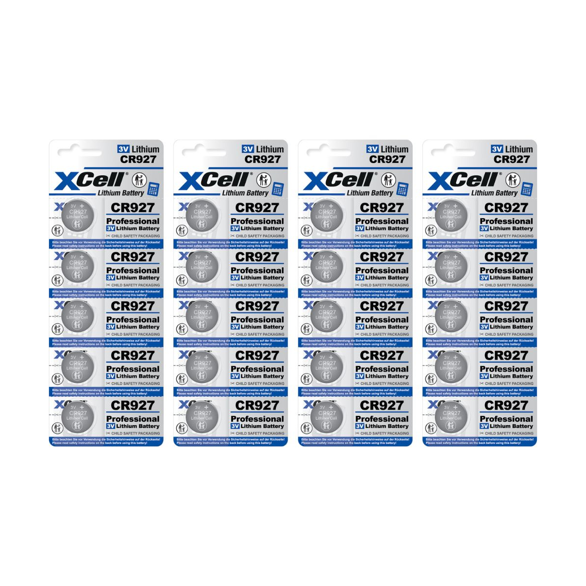 20x XCell CR927 Lithium-Knopfzelle 3V 30mAh (4x 5er-Blister)
