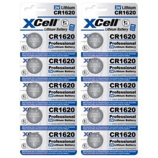 10x XCell Lithium-Knopfzelle CR1620 3V/70mAh (2x 5er-Pack)