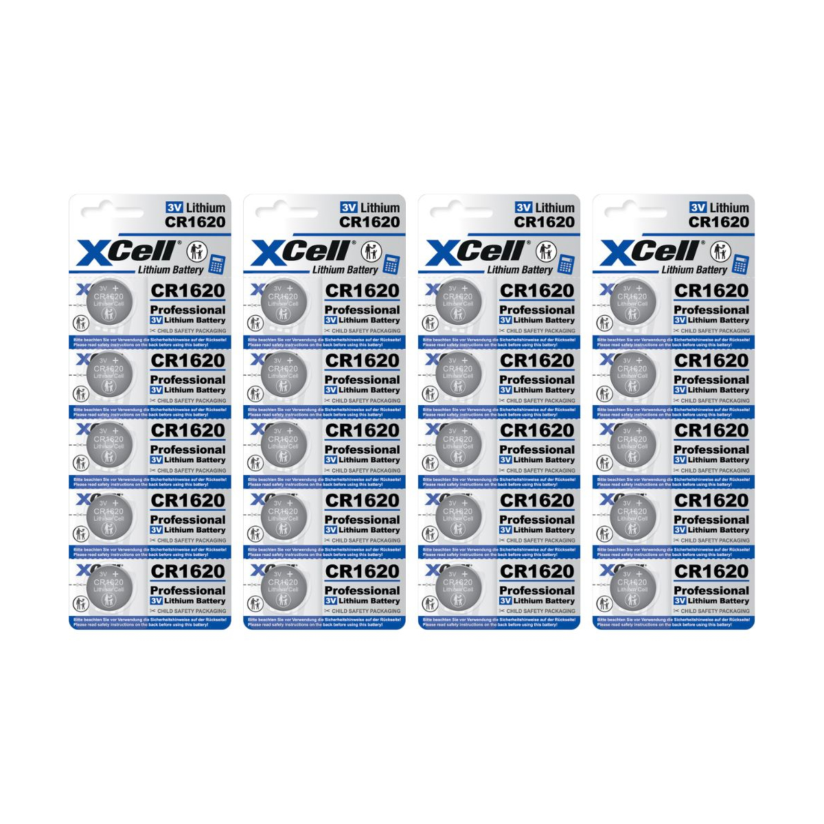 20x XCell Lithium-Knopfzelle CR1620 3V/70mAh (4x 5er-Pack)