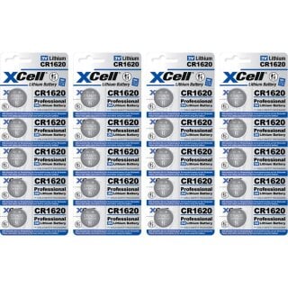 20x XCell Lithium-Knopfzelle CR1620 3V/70mAh (4x 5er-Pack)
