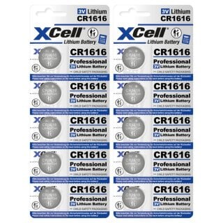 10x XCell Lithium-Knopfzelle CR1616 3V/50mAh (2x 5er-Pack)
