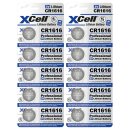 10x XCell Lithium-Knopfzelle CR1616 3V/50mAh (2x 5er-Pack)