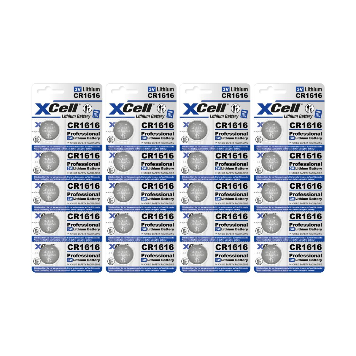 20x XCell Lithium-Knopfzelle CR1616 3V/50mAh (4x 5er-Pack)