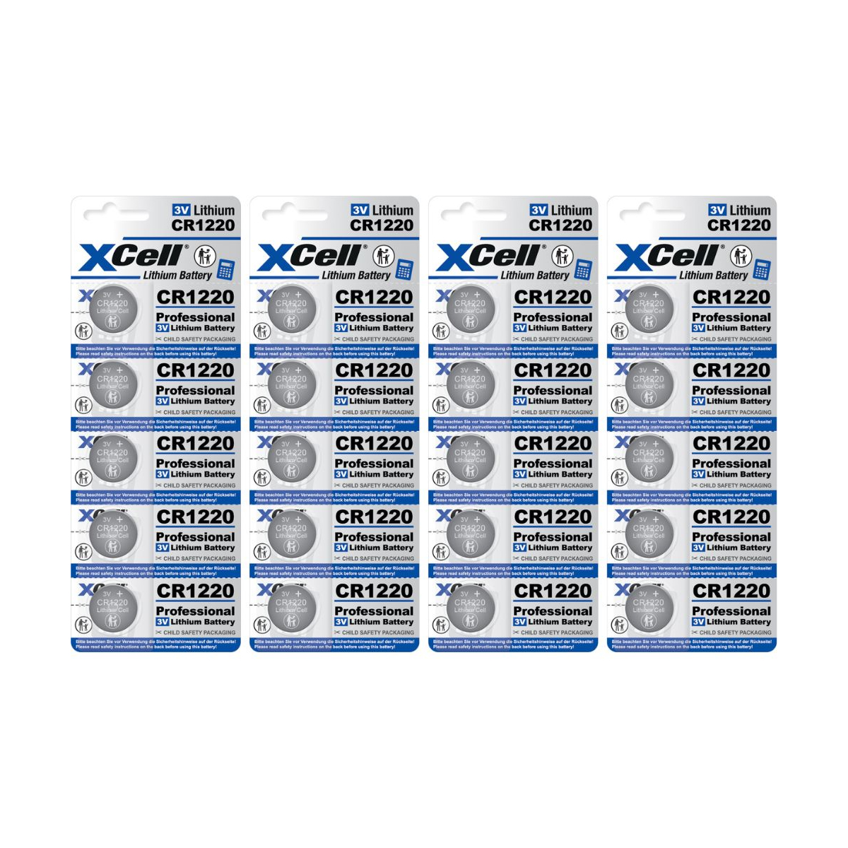 20x XCell Lithium-Knopfzelle CR1220 3V/40mAh (4x 5er-Pack)