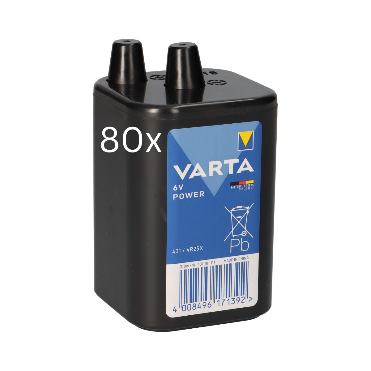 80x Varta 4R25 431 6V 8.500mAh Batterie Zink-Kohle