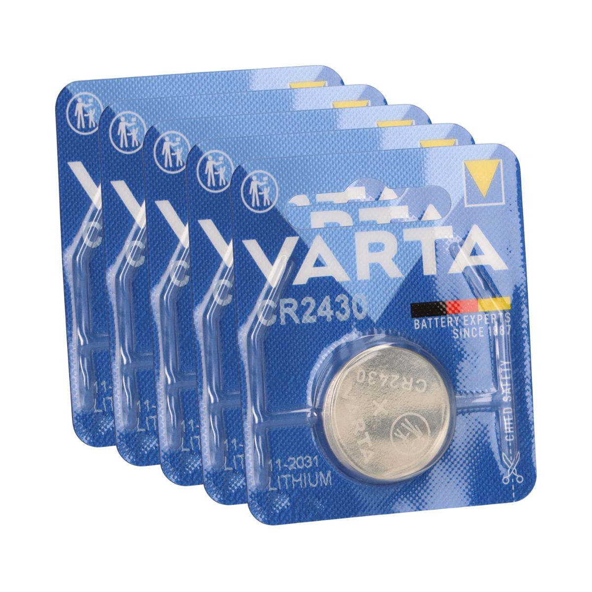 5x VARTA CR2430 Lithium-Knopfzelle 3V 290mAh (5x 1er Blister)