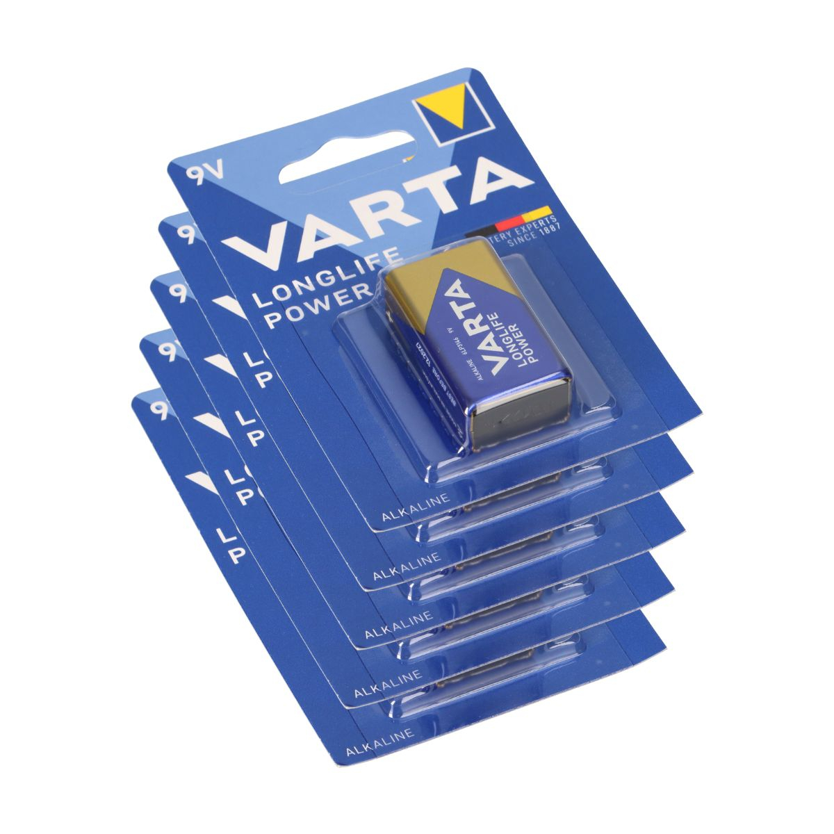 5x Varta 4922 Longlife Power 9V-Block 1er Blister
