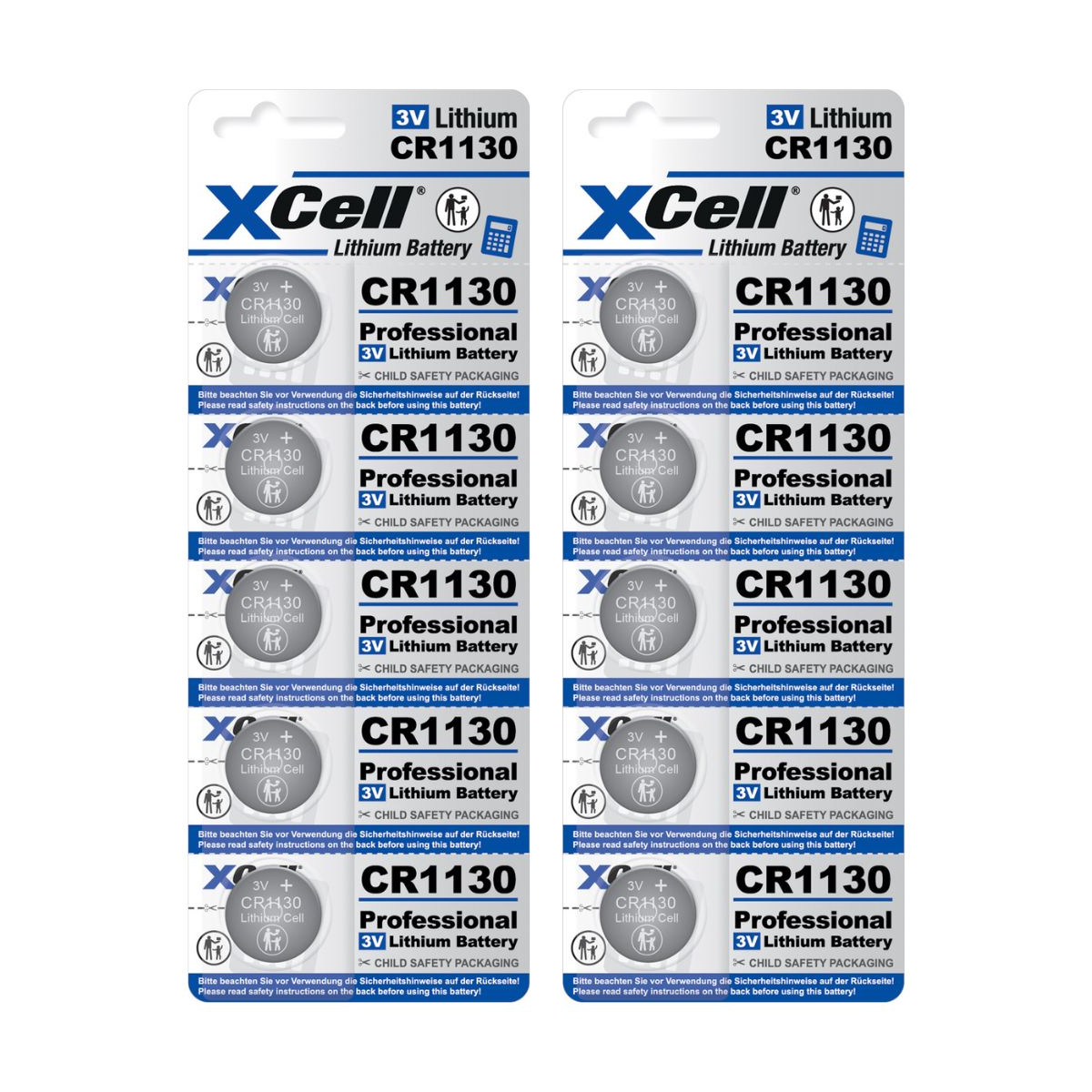 10x XCell Lithium-Knopfzelle CR1130 (2x 5er-Blister)